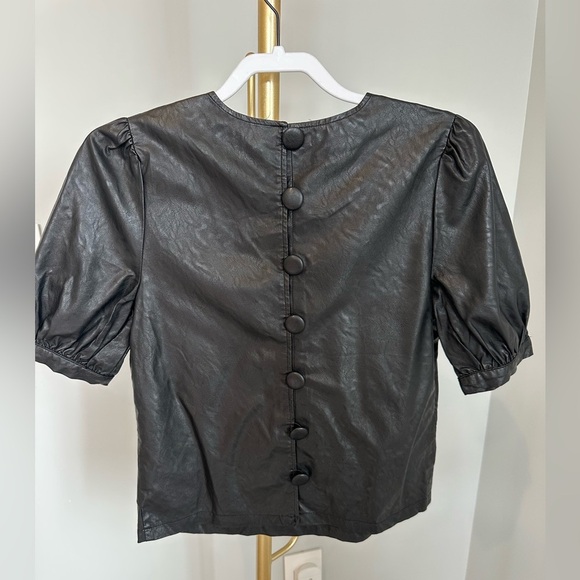 Who What Wear Black Faux Leather Blouse Small NWOT - Picture 6 of 6